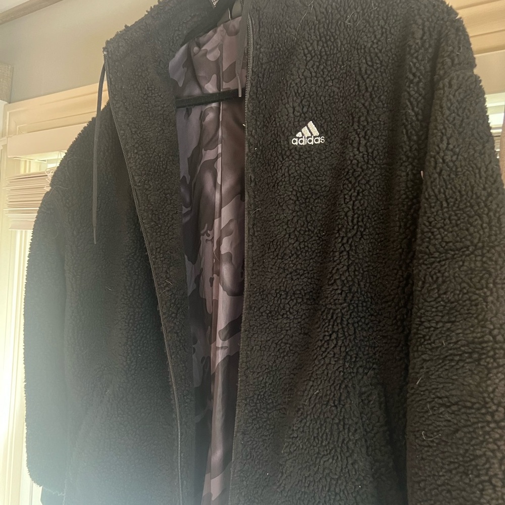 Adidas Black Teddy Coat